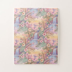 Kolibris Hibiskus Wasserfall Fröhlich Puzzle