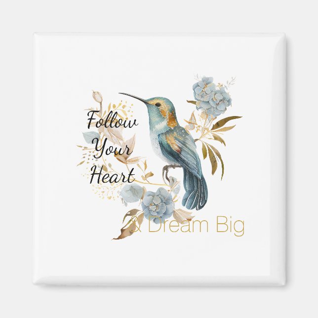 Kolibris Hortensien Blumen Magnet (Vorne)