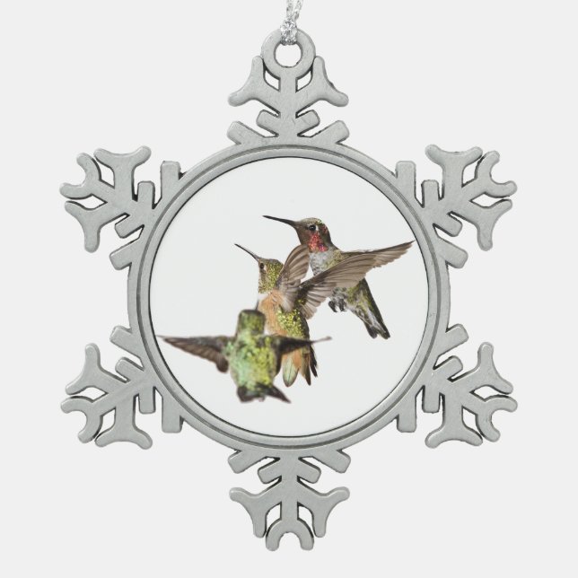 Kolibris Schneeflocken Zinn-Ornament (Vorderseite)