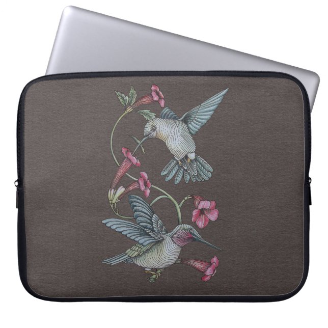 Kolibris u. Rebe Laptopschutzhülle (Vorderseite)