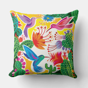Kolibris und blühende Kakteen Kissen