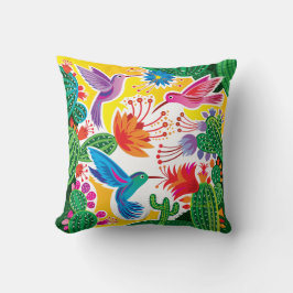 Kolibris und blühende Kakteen Kissen