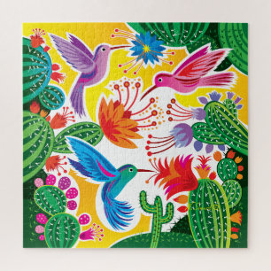 Kolibris und blühende Kakteen Puzzle