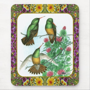 Kolibris und Blumen #1 Mousepad
