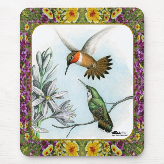 Kolibris und Blumen #2 Mousepad (Vorne)