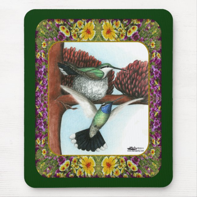 Kolibris und Blumen #3 Mousepad (Vorne)