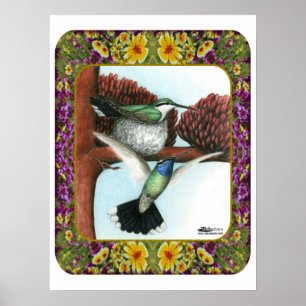 Kolibris und Blumen #3 Poster
