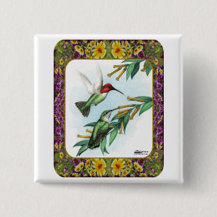 Kolibris und Blumen #4 Button