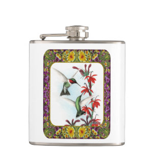 Kolibris und Blumen #5 Flachmann
