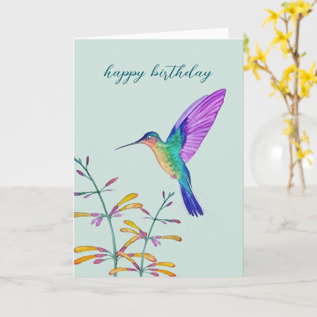 Kolibris und Blumen Karte (Gelbe Blume)