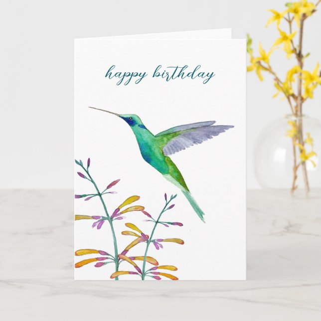 Kolibris und Blumen Karte (Gelbe Blume)