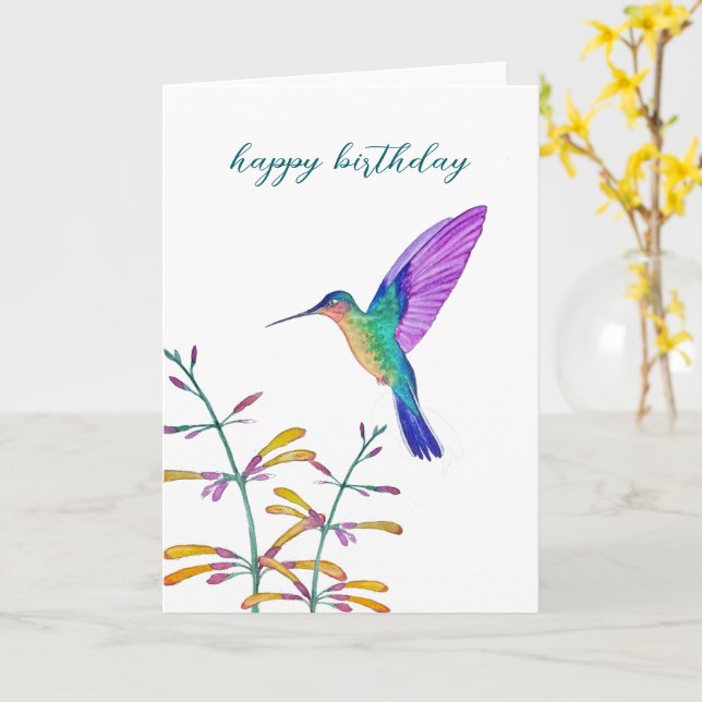 Kolibris und Blumen Karte (Gelbe Blume)