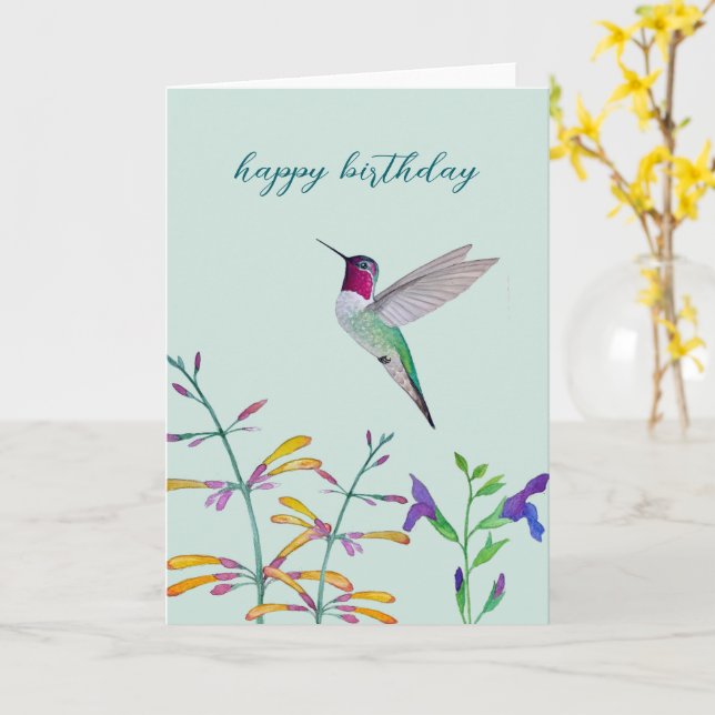 Kolibris und Blumen Karte (Gelbe Blume)