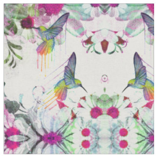 Kolibris und Blumen Stoff