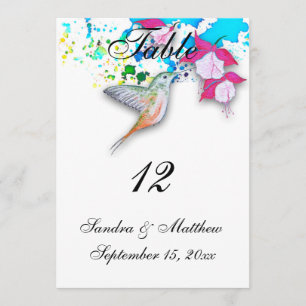 Kolibris- und Fuchsien-Hochzeitstisch-Karten Einladung
