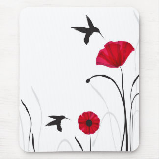 Kolibris und Mohnblumen-Blumen Mousepad