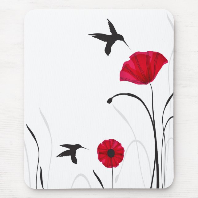 Kolibris und Mohnblumen-Blumen Mousepad (Vorne)