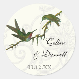 Kolibris und Schwünge - Hochzeitsaufkleber oder Si Runder Aufkleber