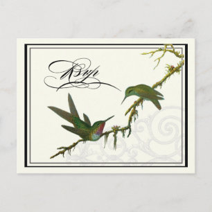 Kolibris und Schwünge - Hochzeitspostkarte RSVP Einladungspostkarte