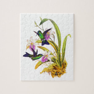 Kolibris und violette Orchideen Puzzle