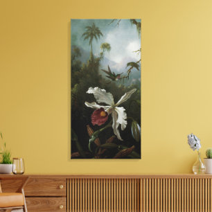 Kolibris und weiße Orchidee von Martin J. Heade Leinwanddruck