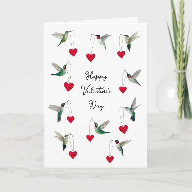 Kolibris Valentinstag Karte (Vorderseite)