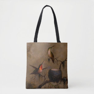 Kolibris Vogelnest viktorianische Heade-Malerei