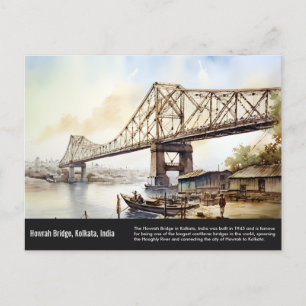 Kolkata Howrah Bridge Aquarellmalerei. Postkarte