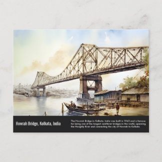 Kolkata Howrah Bridge Aquarellmalerei. Postkarte