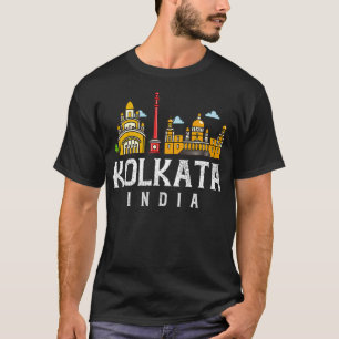 Kolkata Indien Stadt Skyline Karte Reise T-Shirt