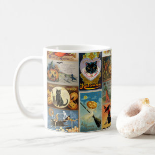 Kollage aus Vintage-Halloween-Karten Kaffeetasse
