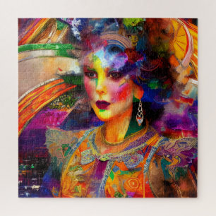 Kollage im Mixed-Media-Stil einer Frau Puzzle