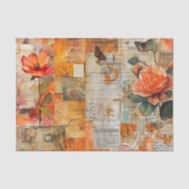 Kollage mit floralen Ephemera in Herbstfarben in e Seidenpapier