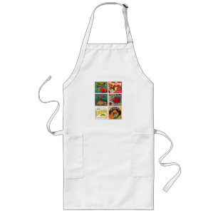 Kollage mit Vintage-Fruchtwerbeetiketten Lange Schürze