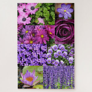 Kollage mit violetter Blume Puzzle