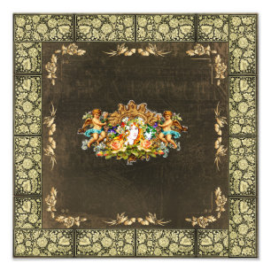 Kollage Vintage Retro mit Spitze und Blumen Fotodruck