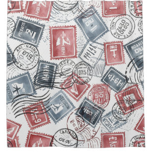 Kollagemuster mit Vintage-Poststempeln (1) Duschvorhang