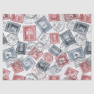 Kollagemuster mit Vintage-Poststempeln (1) Seidenpapier
