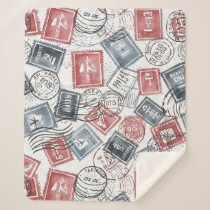 Kollagemuster mit Vintage-Poststempeln (1) Sherpadecke