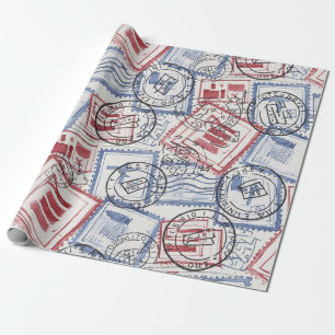 Kollagemuster mit Vintage-Poststempeln (2) Geschenkpapier