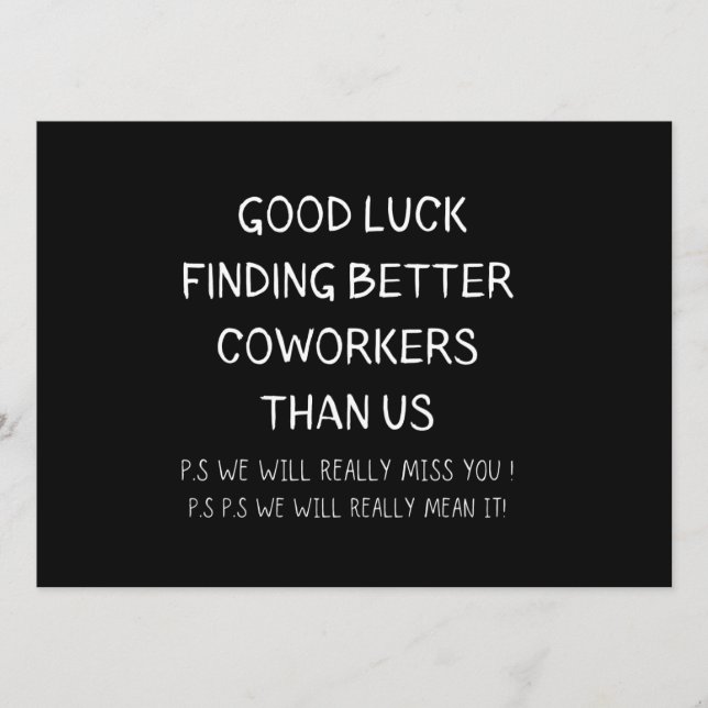 Kollege Verlasse Coworker Verlassend Funny New Job Menükarte (Vorderseite)