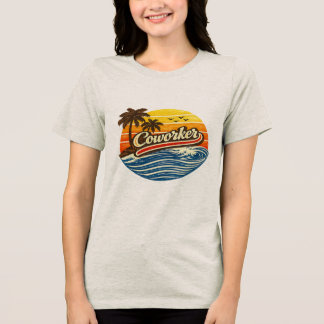 Kollegen-Retro-Sonnenuntergangs-Design Tri-Blend Shirt