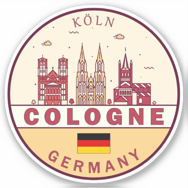 Köln City Skyline Emblem Aufkleber (Vorderseite)