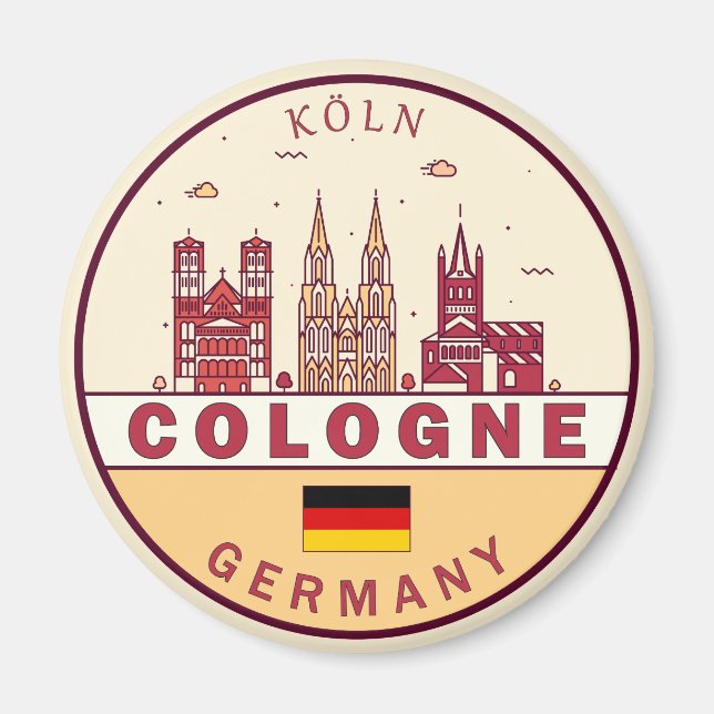 Köln City Skyline Emblem Magnet (Vorne)
