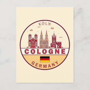 Köln City Skyline Emblem Postkarte