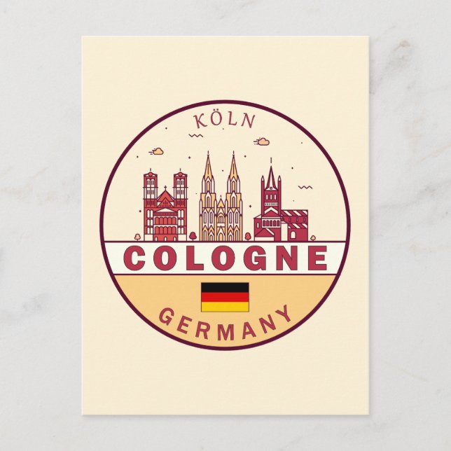 Köln City Skyline Emblem Postkarte (Vorderseite)