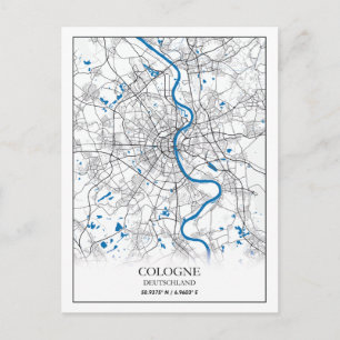 Köln Deuschland City Map Einfaches Ziel Postkarte