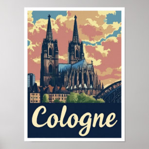 Köln Deutschland Art Vintage Reise Illustration Poster