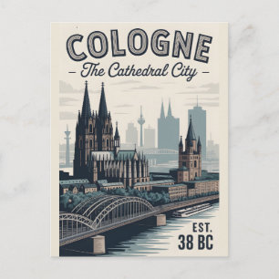 Köln Deutschland Retro-Skyline Stadtansicht Reise Postkarte