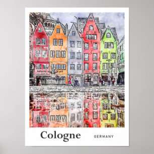 Köln - Deutschland Travel Watercolor Sketch Poster